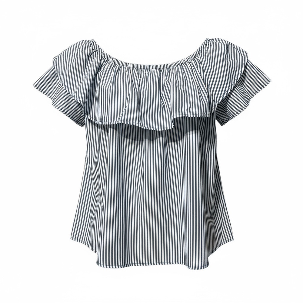 Potter's Pot Striped Ruffle Blouse in Black and White